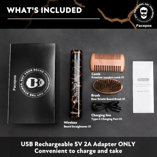 Set inalámbrico de alisador de barba eléctrico recargable miniatura 5