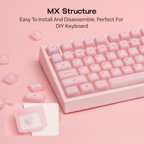 Image of EPOMAKER AegisSil Keycap Set, Silicone Material, Cherry Profile, 113 Keys, 65% /75% /96% /Full Size, Custom Keyboard Keycaps Set for Cherry MX, Kailh, Outemu, Gateron Mechanical Gaming Keyboard (Pink)