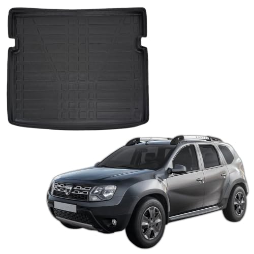 SCOUTT Tapis De Coffre sur Mesure pour Dacia Duster 4WD 4X4 2010-2017, Noir, Antidérapant, Bord Haut, Toutes Saisons