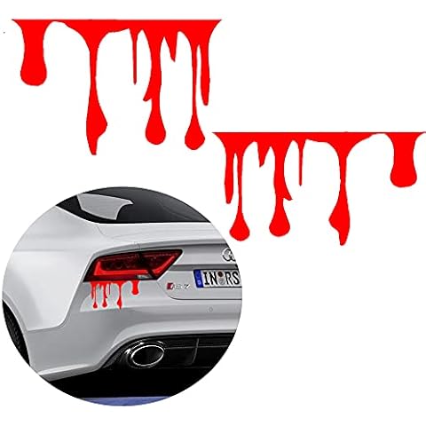 Akexermu CAR Decals 2 Pack red Flowing Blood Bloody Horror Funny Decal Sticker Car Vinyl Cover