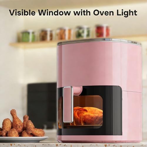 Image of Simple Deluxe 12-in-1 Air Fryer 6.34 Qt, Digital Preset Airfryer with Visible Window, Nonstick and Dishwasher-Safe Basket, Air Fry, Roast, Bake, Dehydrate, Fries, 1700W, Pink