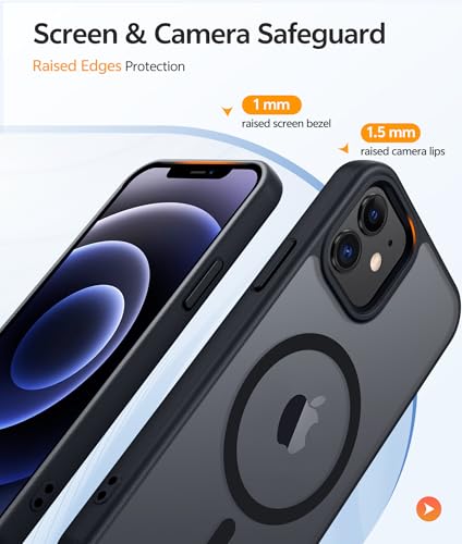 Image of FNTCASE for iPhone 13 Mini Case: for iPhone 12 Mini Case [Compatible with Magsafe] Translucent Matte Magnetic Phone Cover - Military Grade Drop Protection Shockproof Protective Cases - Black