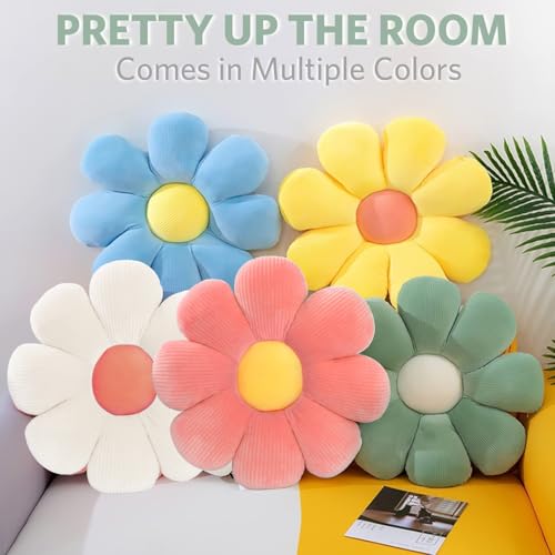 ACUSHLA 2 Stück Blumenbodenkissen Sitzkissen,40cm Blumenboden Kissen Tatami Blumenförmiges,Weiches Blütenblattkissen Niedliches Blumen-Plüsch-Kissen für Car Home Sofa Chair (Gelb+Rot)