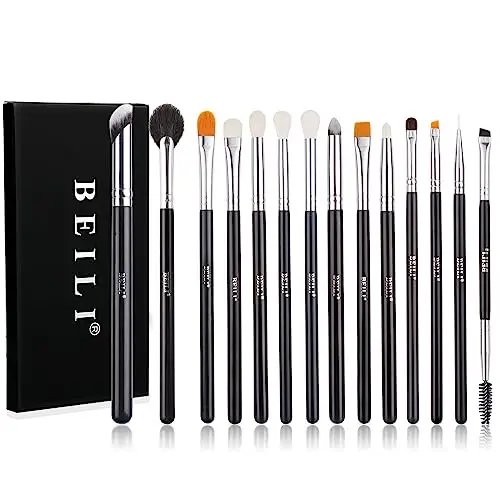 BEILI Eye Makeup Brushes 15Pcs Professional Eyeshadow Brushes Set with Premium Natural Hairs and Soft Synthetic Hairs for Eye Shadow Blending Concealer Highlighter Eyebrow Eyelash Eye Liners