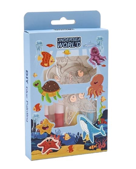 Image of YRTOYS DIY Soft Glue Painting Craft Kits, Crystal Paint Arts and Crafts Set with Crystal Pendant and Chains, Keychain Pendant Making Kit for Girls & Boys (Pack of 1) (Undersea World)