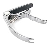 Estrattore di pin integrato Bray Premium Range Chrome Universal Trigger Clamp Capotasto per chitarra con imbottitura in silicone e estrattore di pin integrato per chitarre acustiche Gibson, Ibanez, Tanglewood, Yamaha e Fender