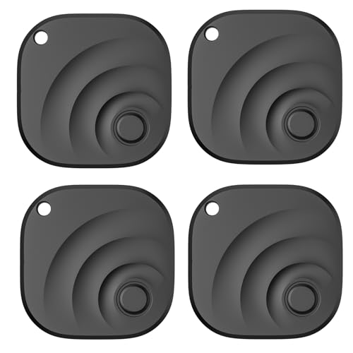 2026 Air Tracker Etiquetas Localizador de artículos para Android y iOS Bluetooth Tracker Etiquetas Inteligentes Compatibles con Apple Find My (iOS) y Google Find Hub (Android) Negro (Paquete de 4)