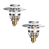 2 Pack Universal Bathroom Sink Drain Stopper, Stainless Steel and Brass Pop Up Bathroom Sink Drain Strainer with Anti-Clogging Filter Basket, for 1.06"-1.61" Basin Drain Holes