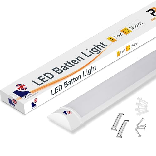 Morris LED Batten Slimline Tube Light 2FT 3FT 4FT 5FT 6FT Wall/Ceiling Mount (6000k) (4FT (120cms))