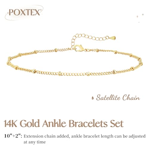 Image of Extra Large Anklets for Women Waterproof, 14K Gold Plated Stack Anklets for Women Plus Size, 10 inch+2 inch Non Tarnish Large Ankle Bracelets for Women, Summer Big Ankles Set, Beach Bikini Vacation Jewelry