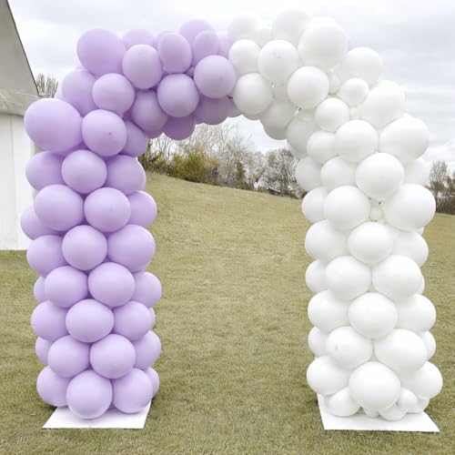 Image of Regular Balloon Combo For Decoration with Glue Dots & Balloon Arch Strip - Party Decor Set For Easy Party Setup (PURPLE WHITE, 100)