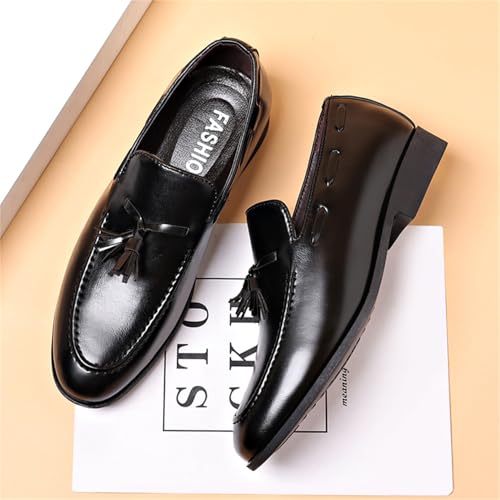 Image of Men's Fashion Tassels Dress Shoes Slip-On Loafers Formal Business Casual Moccasins Driving Leather Shoes
