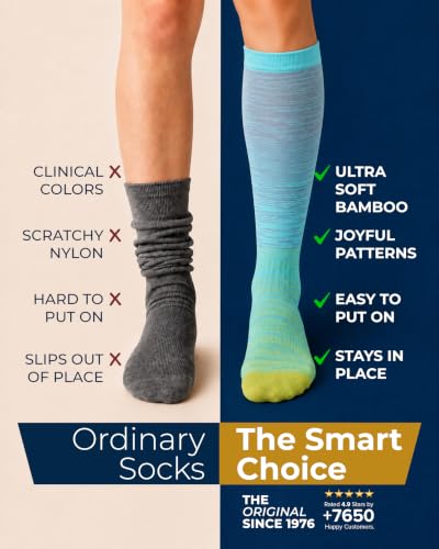 Image of Pembrook Bamboo Viscose Light Compression Socks - 3 Pairs | 8-15 mmhg Compression Socks | Knee High Comfort Support Socks