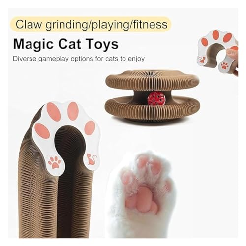 Griffoir pliable pour chat avec boule de piste et carton extensible - 3