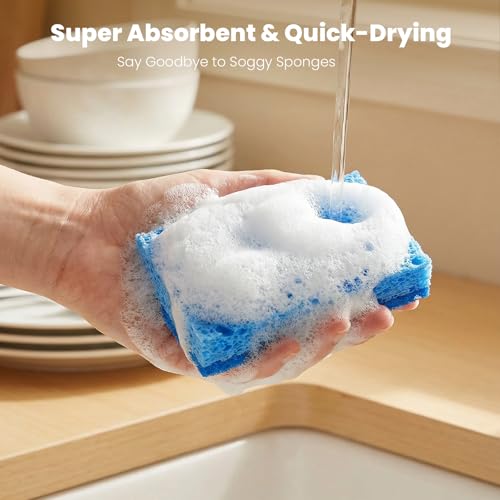 Image of Metflavor Kitchen Sponges, 24 Count, Dual-Sided Non-Scratch Scrub Sponge