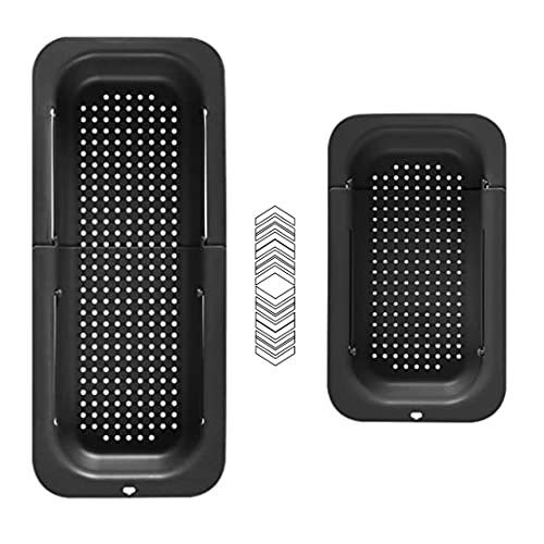 Passoire de cuisine à évier, Passoire Pliable et Réglable, Egouttoir de Cuisine, Vaisselle, Légumes, Fuits, Essentiels de Cuisine, Support de Séchage pour évacuer L’eau (Noir)