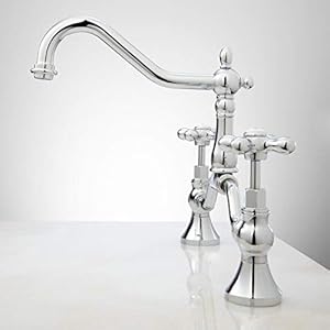   Signature-Hardware-320457-Elnora-12-GPM-Bridge-Bathroom-Faucet-with-Metal-Cross-Handles-and-Pop-up-Drain-Assembly-Chrome