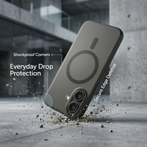 Image of amazon basics Luxury Paper Thin Case Cover for iPhone 17 | Matte Finish | Compatible with magsafe | (Black, iPhone 17)