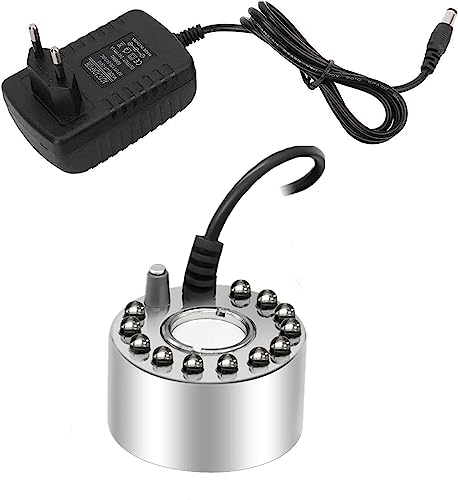 Gutecomuik Brumisateur D'intérieur à 12 LED pour Fontaine, Petit Brumisateur de Bassin, Humidificateur d'air - Parfait pour Fontaine à Eau, Étang,...