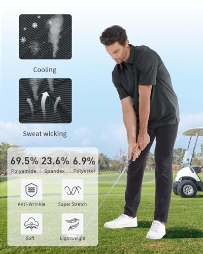 Mens Polo Shirts Seamless Striped Golf Shirts Short Sleeve Quick-Dry Polo for Men4