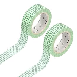 uxcell 2 Rolls Grid Washi Tape, 0.6 Inch x 11 Yards Decorative Tape Colored Masking Tapes Crafting Supplies for DIY Crafts, Gift Wrapping, Scrapbook, Party Decorations, Avocado Green