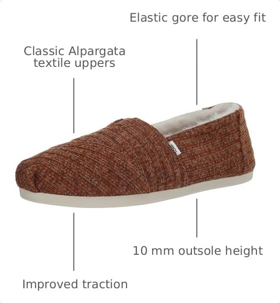 Image of TOMS Women's Alpargata CloudBound Espadrille Loafer Flat, Burnt Orange Rib Knit and Faux Fur, 8.5