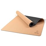 High Pulse® Reise Yogamatte aus Kork und Kautschuk + Tragegurt | Extra dünn, leicht und faltbar –rutschfeste Trainingsmatte für Yoga, Pilates und Fitness im Urlaub und auf Reise – 100% nachhaltig