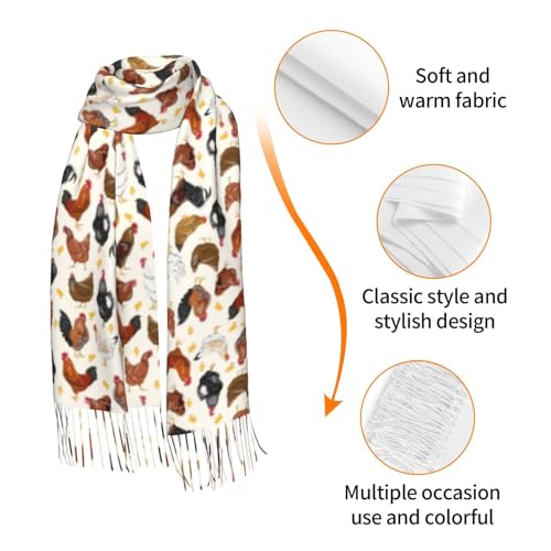 Shawl Wraps for Women - Roosters and Chickens Oversized Fall Winter Blanket Fashion Scarf for Womens3