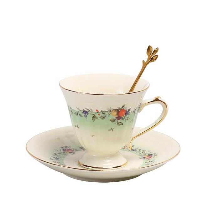 Set di tazze e piattini da caffè e tè in ceramica set di tazze da caffè e piattini in ceramica con frutta piatto per tazza da latte e succo regalo di compleanno per ufficio e casa