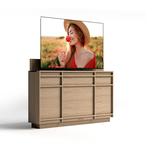 Julycode Lift TV Stand, Invisible Smart TV Cabinet for 55 - inch TVs, One - Touch Activation, Ultra - Thin Design!, 3 Color Options (Greige-Lift TV Cabinet-includ 55''TV)