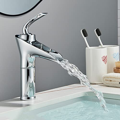 Mitigeur de lavabo cascade en version haute et courte pour salle de bain - 5