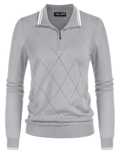 Image of JACK SMITH Quarter Zip Pullover Sweaters for Womens, Rib Polo Sweater Tops
