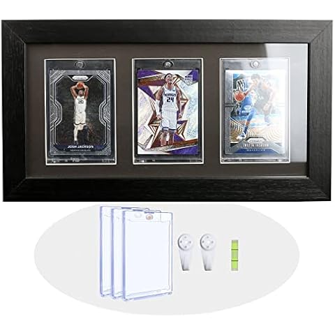 Bivitre Trading Card Display Frame - Wall Mount Baseball Card Display Case with UV Protection Magnetic Card Holder for 3 Standard Cards, Display for Basketball Football Hockey Pokemon MTG Yugioh Cover