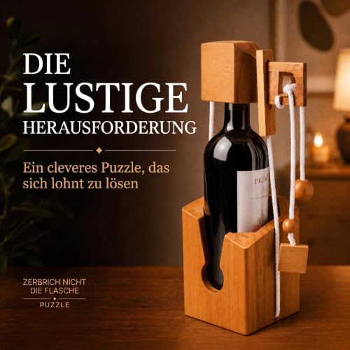 GOODS+GADGETS® Flaschen-Tresor Holz - Flaschen-Puzzle Knobelspiel – Ansicht 5