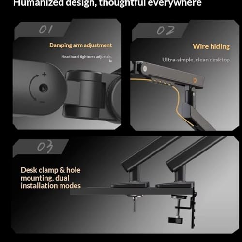 Image of Gadget Wagon 13-17 inch Laptop Desk Stand Spring Arm 360 Degree with Swivel and Tilt, Height Adjustable | Grommet & Clamp Installation 9 Kgs Load Capacity