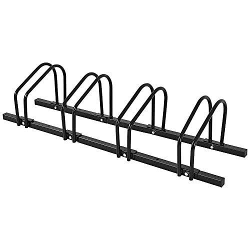 COSTWAY Fahrradständer Standparker Bodenständer Aufstellständer mit 4/5/6 Fahrrad Stellplätze, Mehrfachständer Stahl für Garage und Garten (Für 4 Fahrräder, Schwarz)