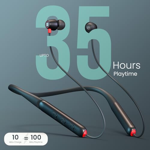 Image of Portronics Harmonics Z11 Pro in-Ear Bluetooth Earphone Neckband with Vibration Alert & Magnetic Latch (ON /Off), Upto 35 Hours Playtime,HD Call Clarity, BT 5.4V, Type C Fast Charging(Black)
