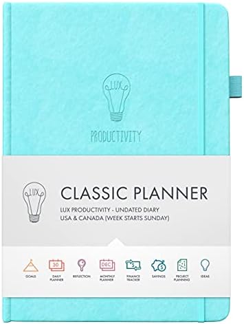 Daily Planner & appointment diary - Gratitude journal, wellness journal & 2023 Undated weekly planners and organisers - Desk journals for women & men - LUX Productivity Classic (SALMON PINK)