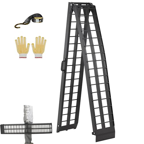LEMNISCATE Motorcycle Ramp, 10FT Foldable Loading Ramps for Pickup Trucks, Aluminum ramps with Locking Buckle & Handle, Truck Ramps for Motorcycles, Dirt Bikes, ATV, 120"x11.6", 600 Lbs Capacity, 1PC