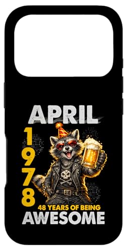 48th Birthday Raccoon Beer April 1978 Vintage 48 Years Old �X�}�z�P�[�X iPhone 17 Pro �p