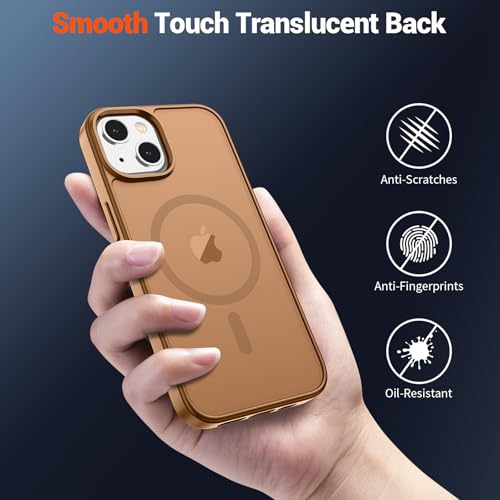 Image of SUPFINE Magnetic for iPhone 15 Case (Compatible with MagSafe) (Military Grade Drop Protection) Translucent Matte Shockproof with Anti-Fingerprint Phone Case,Brown
