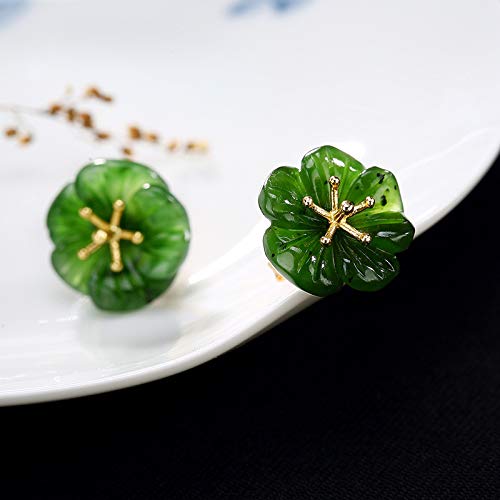 Boucles d'oreilles jaspe Hetian argent 925 anti-allergie haute qualité