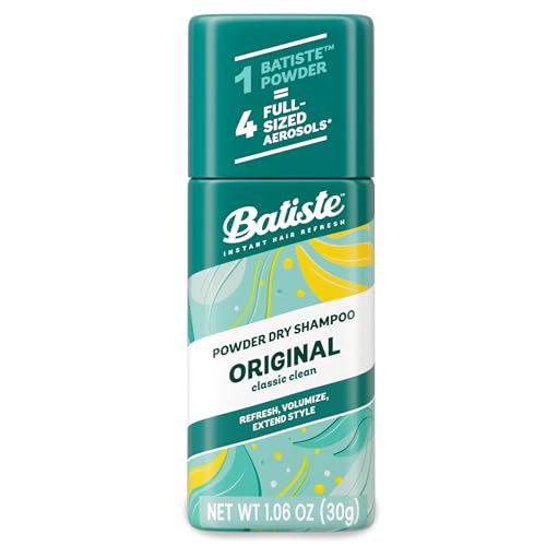 Batiste Powder Dry Shampoo Oil-Absorbing Non-Aerosol Blends Seamlessly Original Scent Instant Hair Refresh TSA Compliant (1.06 oz)