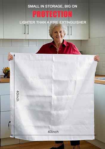 Image of Emergency Fire Blanket for Home Kitchen - 40 inch x 40 inch, 1 Pack Fiberglass Fire Suppression Blanket Great for School, Fireplace, Grill, Car, Office, Warehouse (1 Pack)