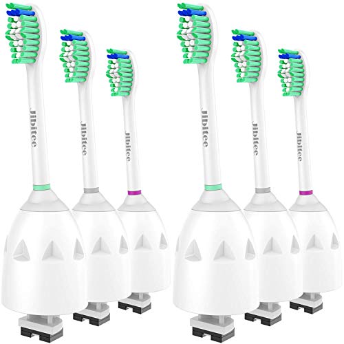 Jibitee Replacement Brush Heads Compatible with Philips Sonicare E-Series HX7001/22, fit Screw-On Sonicare Electric Toothbrush Handles, 6 Pack