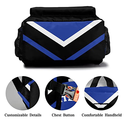 Personalized Cheer Blue Cheerleader Custom Backpack Waterproof Multifunctional Daypack with Name Gift 12.2(L) x5.9(W) x16.5(H) inch4