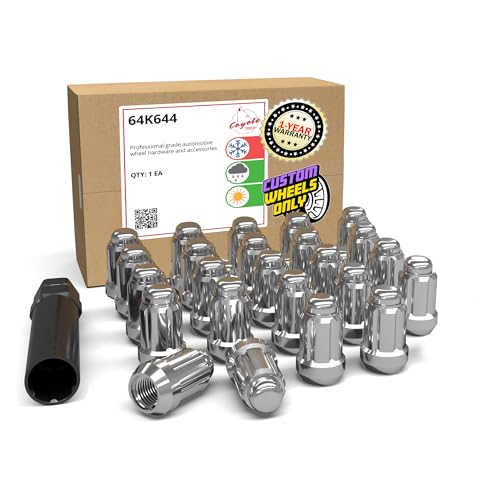 Image of Wheel Accessories Parts 24 Pcs 12mm 1.25 12x1.25 Thread Car Spline 1.38 inch Long Lug Nut Chrome Spline Fits Nissan Titan (Non XD) with Aftermarket Wheels