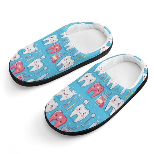 Dentist Teeth Dentistry Denta Cute Cotton Slippers Anti-slip House Shoe Slipper Indoor Outdoor