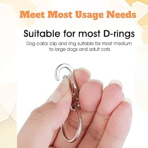Dog Tag Clip 6 Pieces Key Ring Clips with 18 Pieces Stainless Steel Ring, Durable Dog ID Tag Holder Easy Change Pet Tag Clip Suitable for Cats Dogs Collars and Harnesses Within 1.3×0.6IN Dog Tag Clip 6 Pieces Key Ring Clips with 18 Pieces Stainless Steel Ring, Durable Dog ID Tag Holder Easy Change Pet Tag Clip Suitable for Cats Dogs Collars and Harnesses Within 1.3×0.6IN