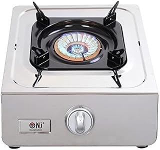 NJ NSD-11 Portable Gas Stove - Single Wok Burner Ring Indoor Outdoor Gas Cooker LPG Gas Hob Cooktop Stainless Steel Efficient Tabletop for Caravan Home Kitchen Camping Garden Catering 3.8kW